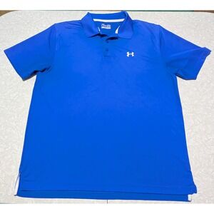 Under Armour XL Blue Heat Gear Loose Fit Short Sleeve Polo Golf Casual Dri Fit